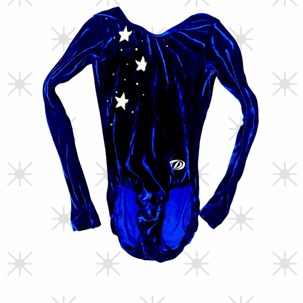 Gymnastics Leotard Blue Velvet, Girls Size L